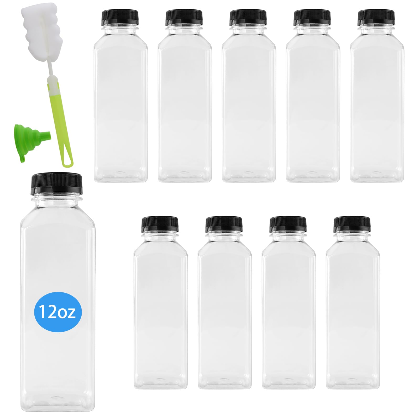 FUNSUEI 20PCS 500ml Plastic Juice Bottles with Lids, 16oz Drink Bottle