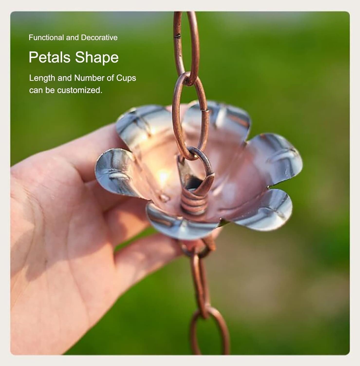 Rain Chain Petals Rain Chain for Outside Garden Decor, Rain Chimes Rainwater Downspouts Chain(Style1,260cm (8.5ft))