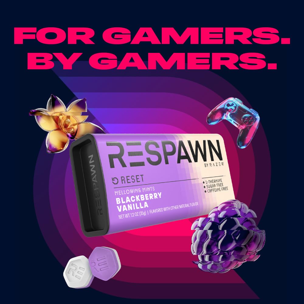 RESPAWN by Razer RESET Blackberry Vanilla Sugar Free Mints Bulk, 1 oz Packs (Pack of 8)