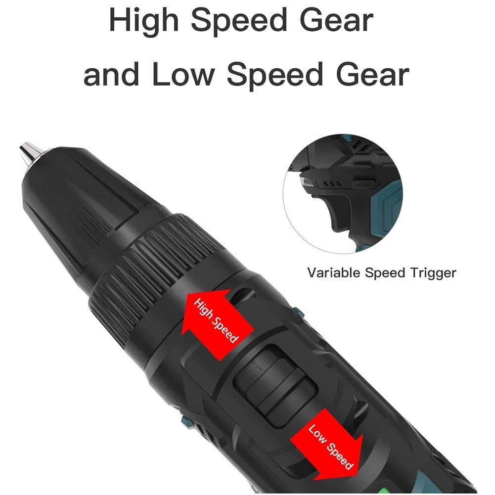 Drill Power Trapano Compatto Heavy Duty velocità variabile 1300mAh Li-Ion 17 + 1 Trapano dinamometrico Cacciavite Elettrico