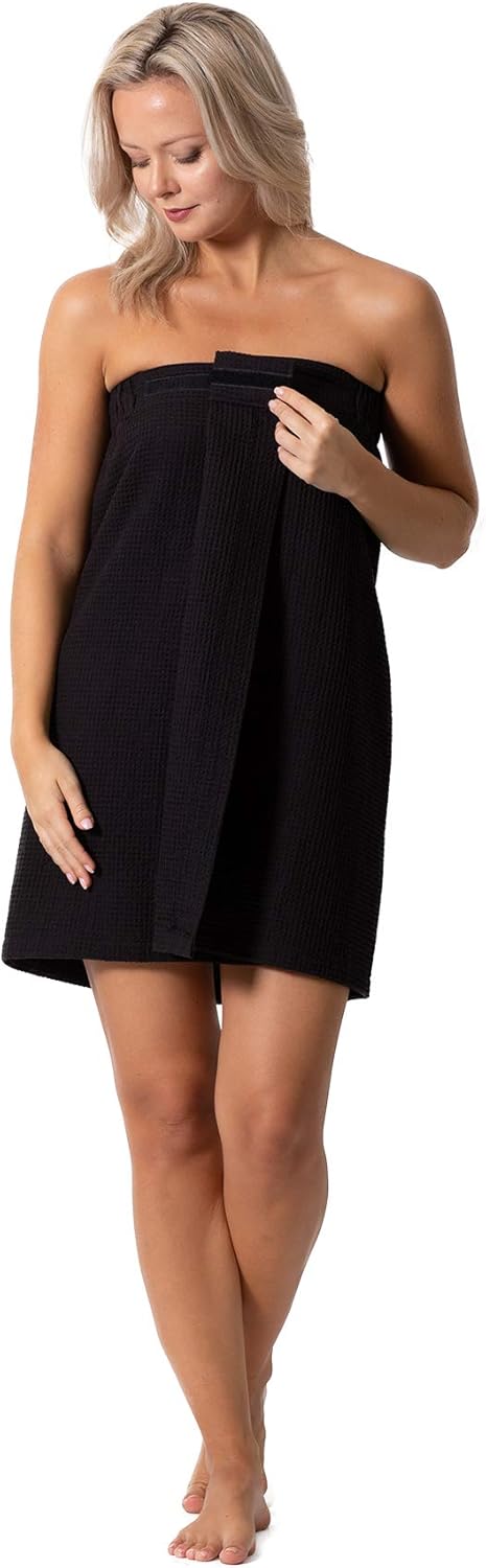 Turkish Linen Women’s Waffle Spa Body Wrap with Adjustable Closure - Image 3