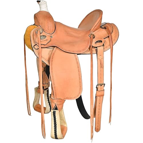 HILASON Western Horse Saddle American Leather Ranch Roping Trail Tan | Hand Tooled Wade & for Horses