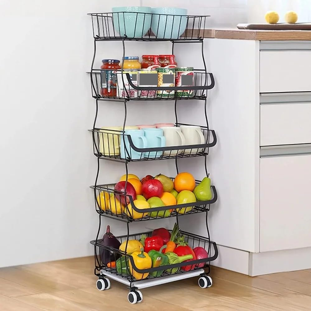 Cocina Supporto for cestello portafrutta a 5 livelli, carrello da cucina, for verdure Estante de almacenamiento