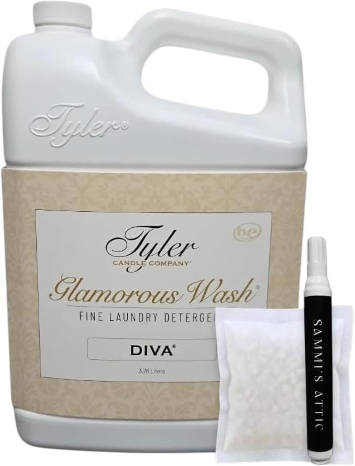 Tyler Diva Laundry Detergent, 128 oz, Diva Wash Laundry Detergent - Tyler Candle Company Luxury Laundry Detergent with Stain Remover Pen & Dryer Sachet