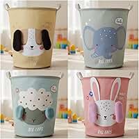 Cesto Organizador Dobrável Multiuso com Alças, Design Infantil Big Ears, Armazenamento de Roupa Suja e Brinquedos. (ROSA CACHORRO)