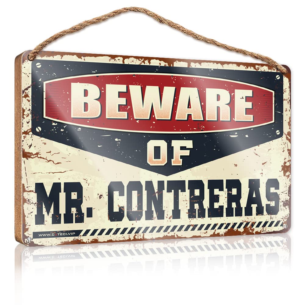Dtha One Color Winter Sign For Front Door Beware Of Mr. Contreras Wooden Sign Vintage Decor Summer Decorations For Home(23X35cm)