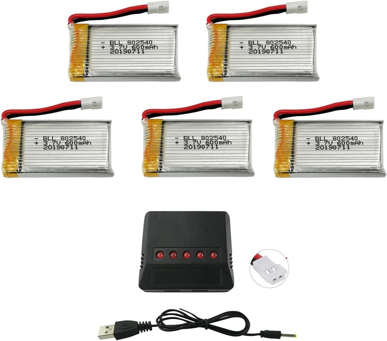 URGENEX RC Drone Battery 3.7 V 450 MAh 25C 1S Lipo Battery With 5 In 1 - Foto 2