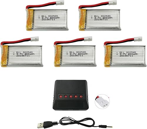 Accesorios 5 unids 3.7 V 600 mAh Lipo batería con 5 en 1 cargador para Syma X5C X5C-1 X5A X5 X5SC X5SW H5C V931 S5C S5W SS40 FQ36 T32 T5W H42