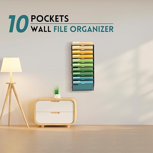 Vista 21 de SUPEASY Organizador de archivos de pared de 4 niveles, soporte de malla para correo de oficina, organizador de pared colgante para revistas