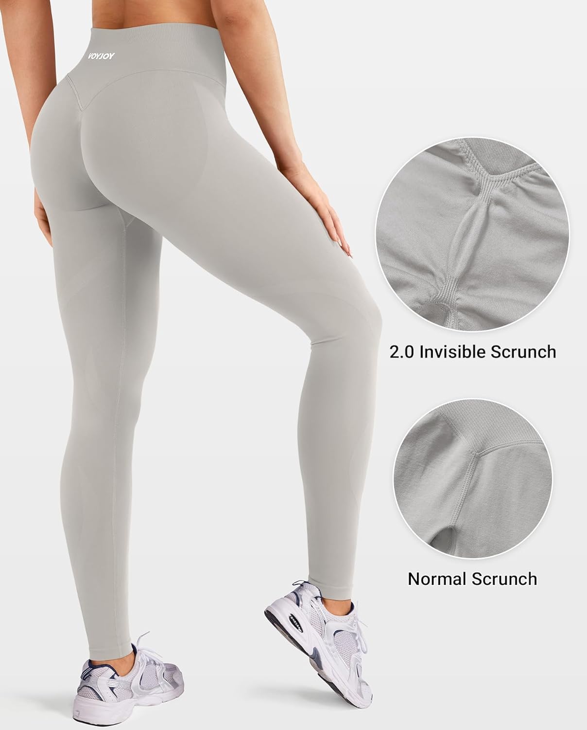 VOYJOY Workout Butt Lifting Leggings for Women Hidden Scrunch Tummy Control Gym Leggings Seamless Yoga Pants - Image 3