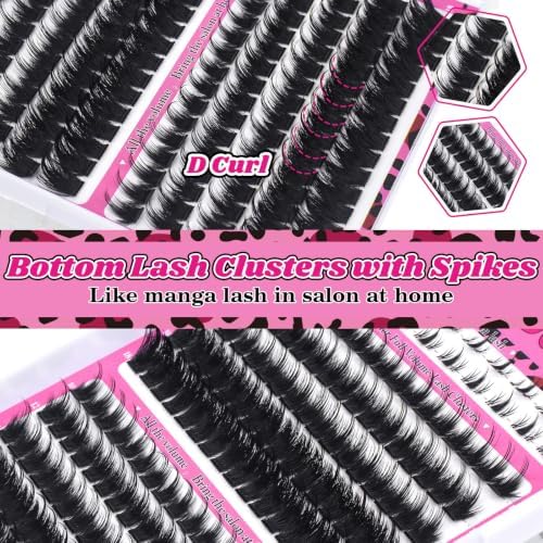 Cove Lash Clusters with Spikes, Bottom Lashes Cluster 10-18mm & Lash Bond and Seal, Lash Cluster Glue - 4