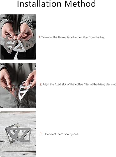 Miniatura 5 de tooloflife Gotero de café portátil de acero inoxidable, soporte plegable de acero inoxidable para filtro de café, estufa de gotero de café para