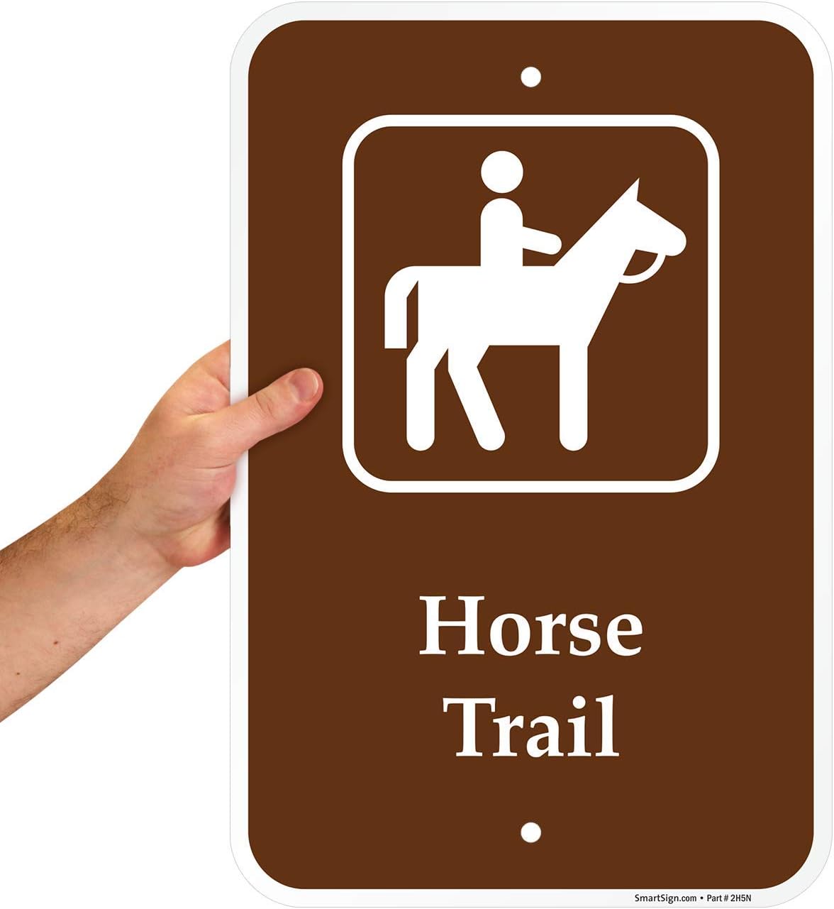 SmartSign 18 x 12 inch “Horse Trail” Campground Metal Sign, Screen Printed, 63 mil Laminated Rustproof Aluminum, Brown and White