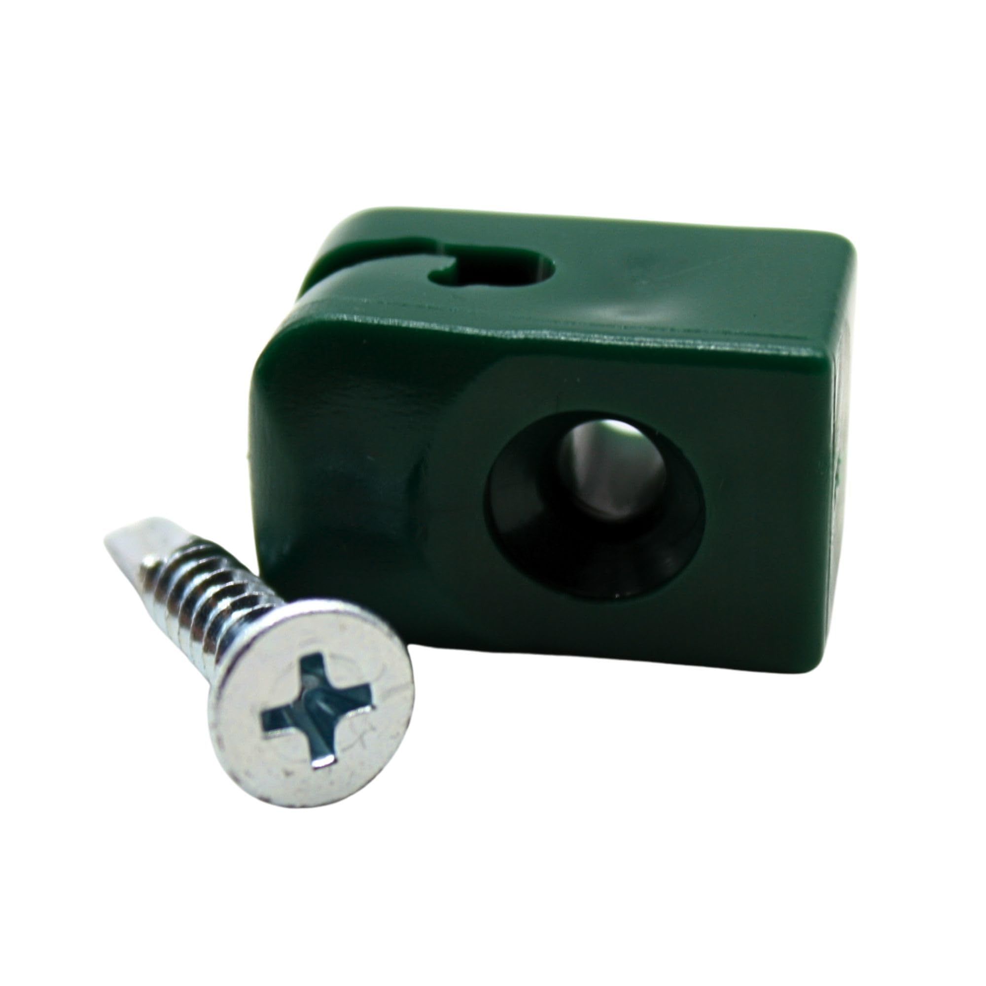 DOJA Barcelona Clip Plástico para Cercas - Pack 50 de Color Verde - Material Resistente - Abrazaderas para Cercas de Fácil Montaje - Clips de Plástico para Cercas con Tornillo de Fijación Segura