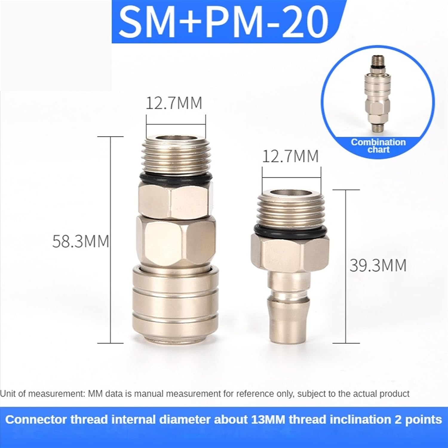 Pneumatic Fitting C Type Self-Locking Quick Coupling Full Metal Connector Coupler for Air Compressor Pneumatically Equipment 1Pcs(ZS-SH PH-20)