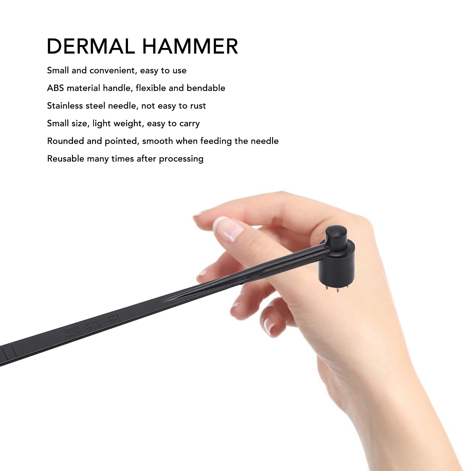 Plum Blossom Dermal Hammer Set of 5 Single-Ended ABS Handle Stainless Steel Needles for Industrial Use - Image 4