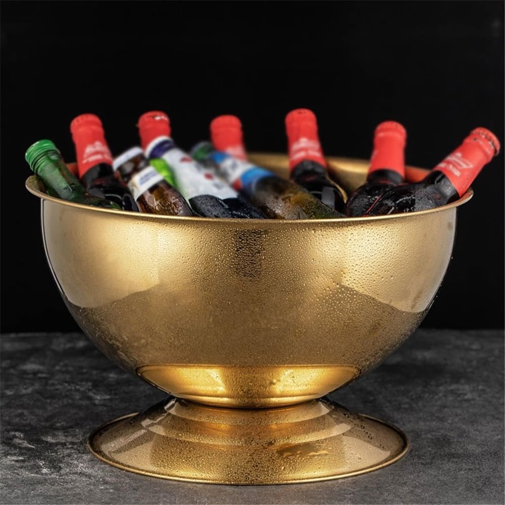 Seau à Glace Baignoire à Champagne de Grande capacité for Boissons Seau à Glace isolé(Gold)