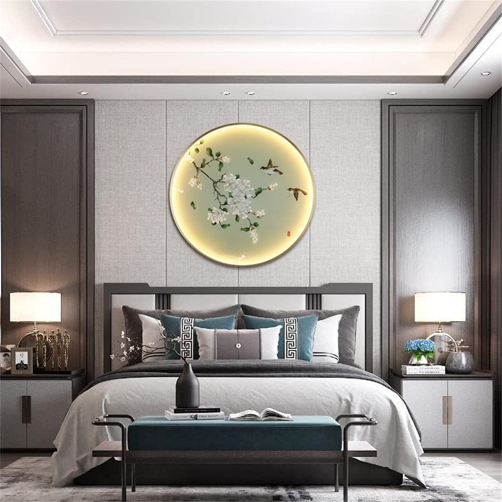 Round Wall Lamp Contemporary LED Sconces Creative Light for Home Decoration (Style B Gold, Diameter 31.4")