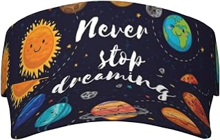 XIXIAN Cute Planet Printed Adult Sunscreen Visor Cap Lightweight and Breathable Adult Sun Visor Empty top hat Versatile Outdoor hat Black