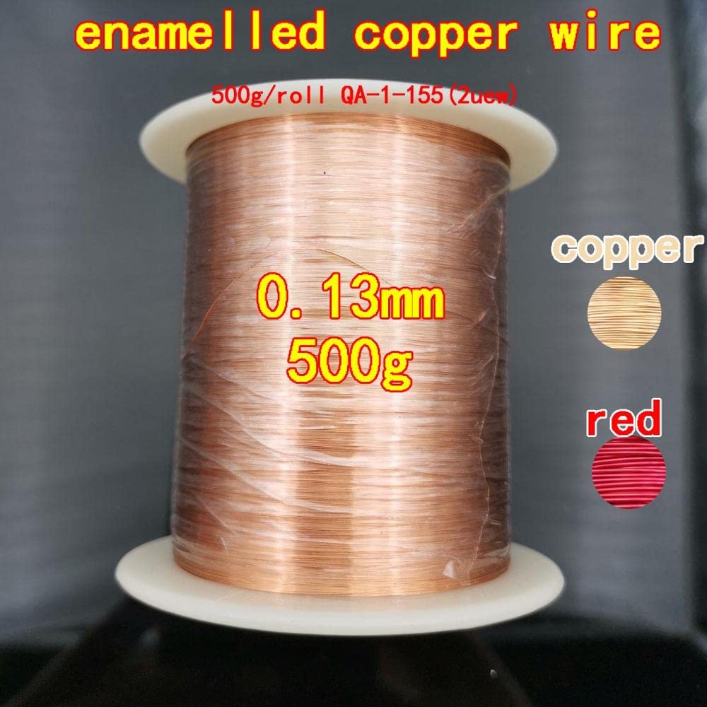 0.5KG/pc=500g/pc 0.1 0.15 0.2 0.3 0.4 0.45 0.5 0.6 0.7 0.8 0.9 1.0 1.2 mm Wire Enameled Copper Wire Magnetic Coil Winding DIY (Color : 0.13MM, Size : Red)