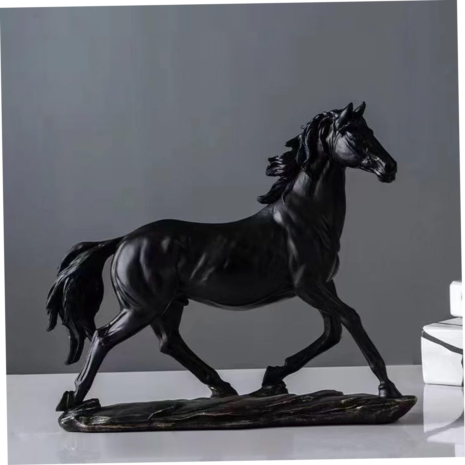 Latemeia Black Horse Statue, Elegant Horse Figurines Sculpture For Home Decor, Chinese Zodiac Animals Art Decor For Office Desk, Bookshelf, Or Mantel, Statues Home, Figurines