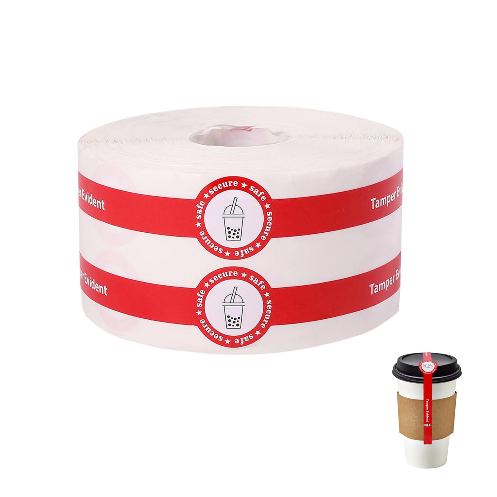 CONCHLERY 500 Pcs Red Tamper Resistant Seal Stickers 8.66x0.98 Inch Adhesive Sealing Labels for Retail Package Gift Wrapping Handmade Crafts Box Packaging