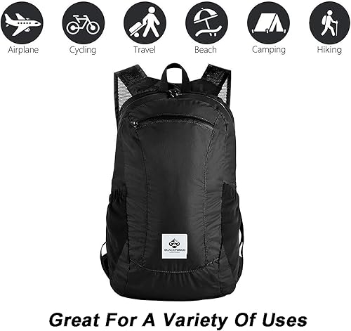 Miniatura 4 de Mochila pequeña 18L Mochila plegable ligera para viajes, viajes en avión senderismo mochila, Negro -, Moderno