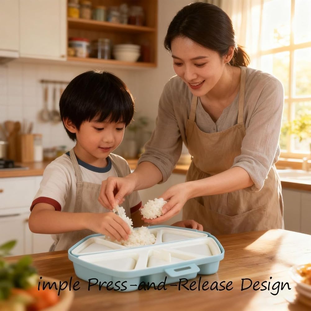 6 in 1 Onigiri Mold - Triangle Sushi Maker, Quickly Creates 6 Rice Balls at Once, Non-Stick, Foldable Design, Dishwasher Safe, Durable PP Material, Perfect for Sushi, Musubi (2 Pcs)