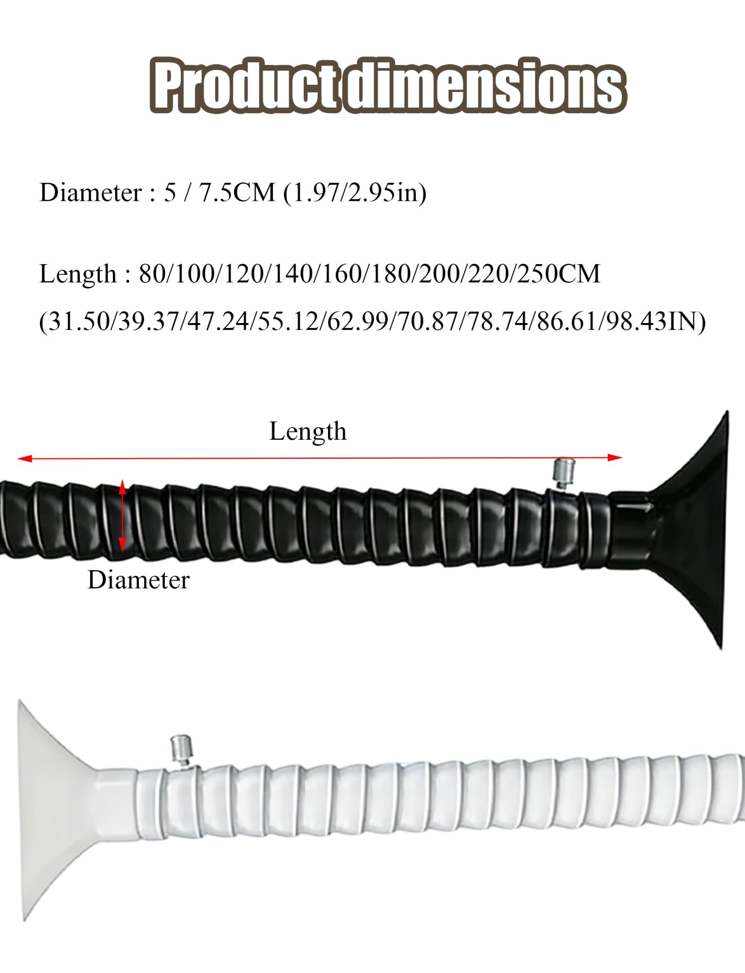 Regulowane ramię wlotowe dymu, ramię wlotowe do spawania, regulowany zawór, dostępny w różnych kolorach i rozmiarach (B, 7,5 cm-80 cm/31,50 cala)