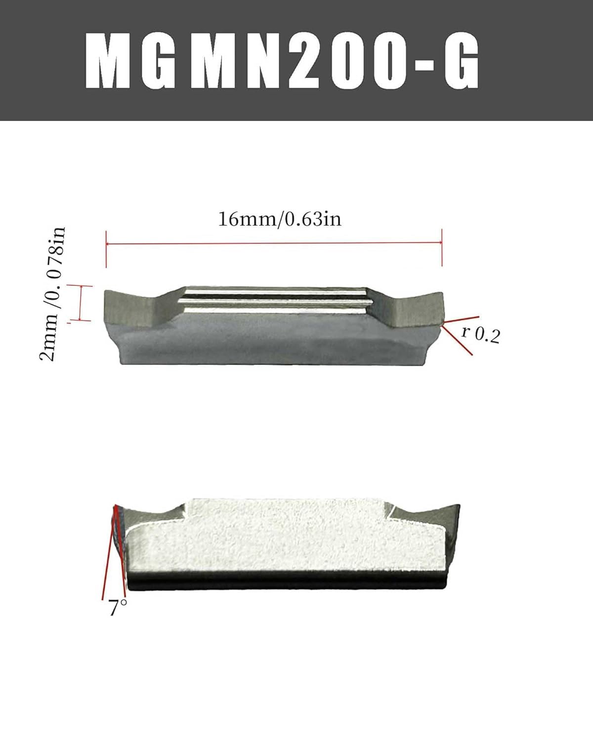 5/8inch Indexable Lathe Grooving Parting Holder MGEHR1616 Spring Steel with 10pcs MGMN200 Heavy Duty Nickel Plated Right Hand Cut Off Tool Carbide Inserts for Aluminum Cutting