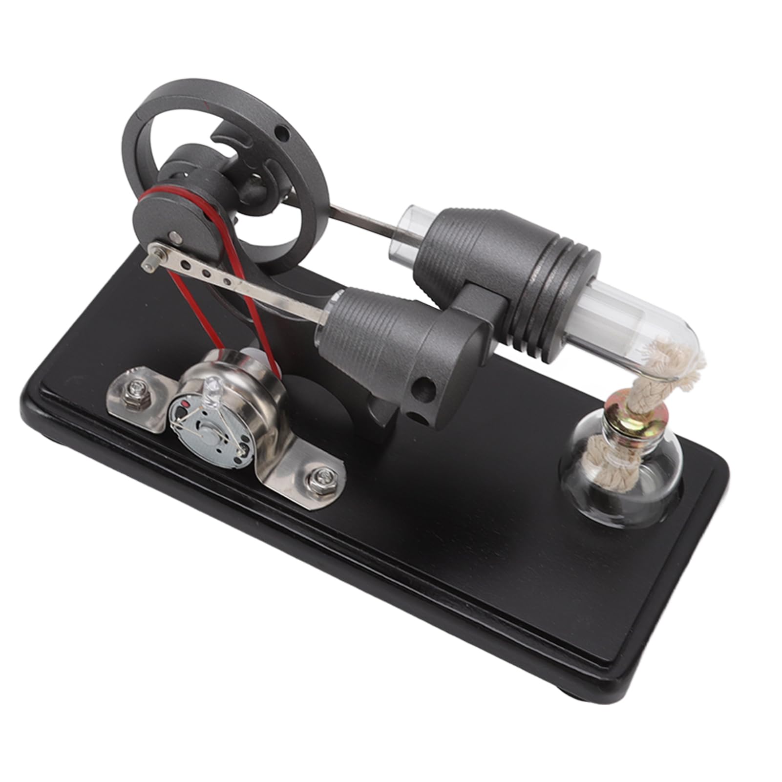 Jeanoko Stirlingmotor-Modellbausatz, Schwarz, Leistungsstarkes Lernspielzeug für Wissenschaftliche Projekte und Demonstrationen, Design aus Zinklegierung und Glas