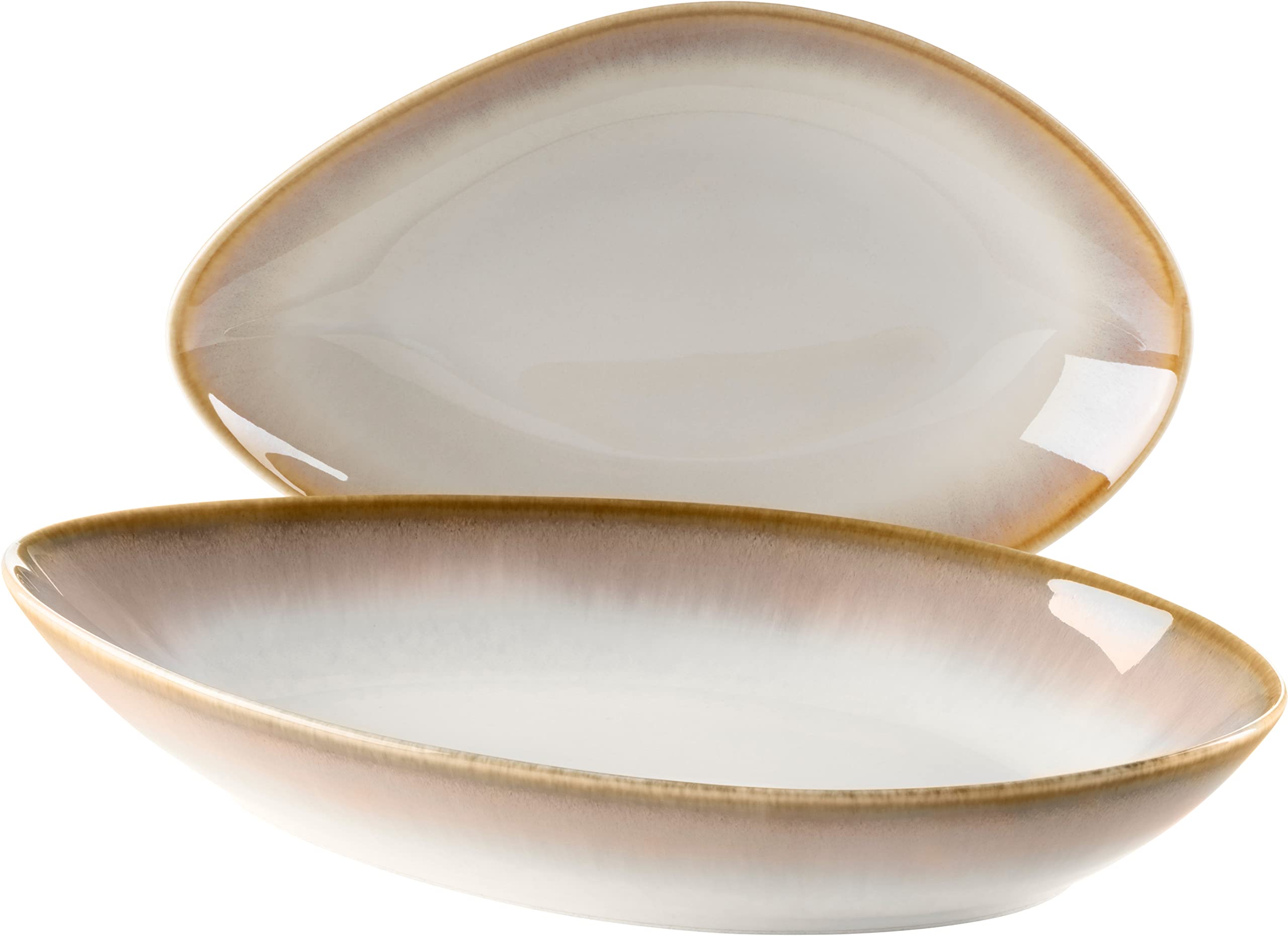 Mäser 931995 La Sinfonia, set di piatti da portata, ovali in ceramica, in 2 misure, look moderno vintage con sfumatura di colore dal beige al bianco crema, gres