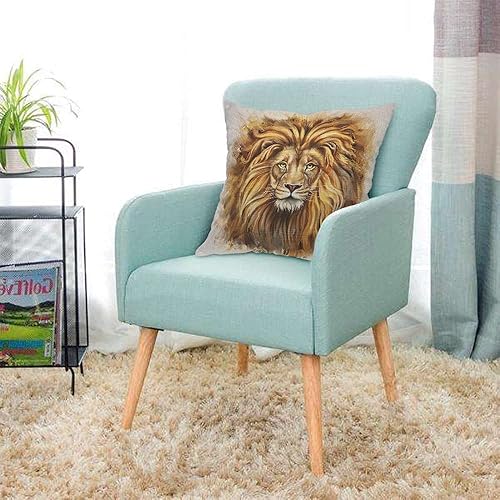 Miniatura 3 de AOYEGO Funda de almohada con cabeza de león, cara de rey del bosque, animales salvajes, carnívoro y leo, funda de almohada cuadrada de 18 x 18