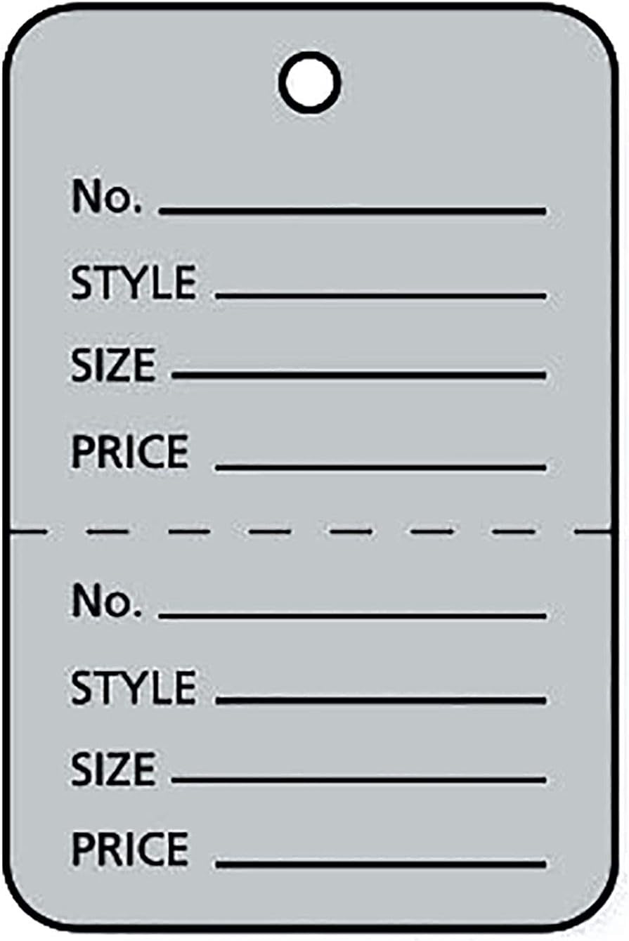 SSWBasics Retail Price Tag - Gray Unstrung - 1¾” W x 1⅞”H - Case of 1,000 - Price Tags for Clothes - Perfect for Retail Stores and Boutiques