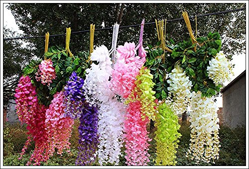 Calcifer 43'' Set Of 9 Artifical Wisteria String Hanging Silk Flower String Wedding Decor (Purple) #TOP1