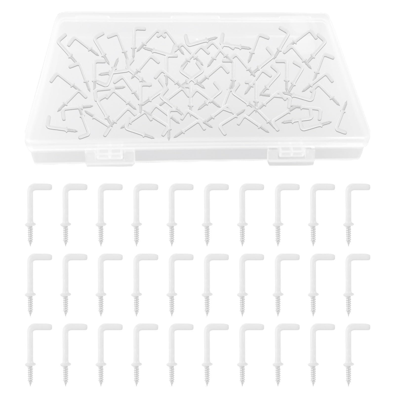 UFURMATE Screw in Hooks, 160Pcs L Shaped Hook with Plastic-Coated Surface Right Angle Screw Hooks for Indoor and Outdoor Hanging