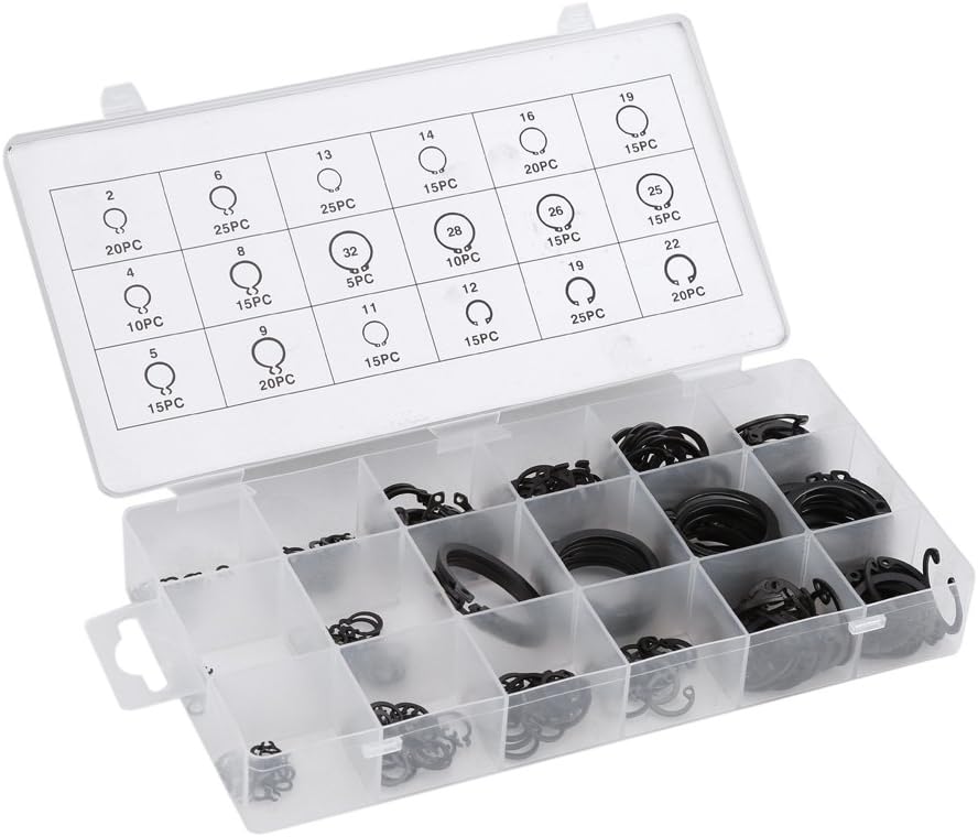 Circlip Kit,300Pcs 232mm Snap Ring Kit, EClip Snap Circlip Kit