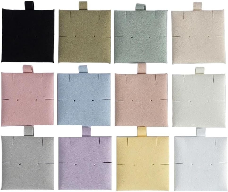 5pcs Bulk 6x6cm Jewelry Packaging Display Card Earrings Necklace Bracelet Microfiber Gift Accessories Wedding(Cream)