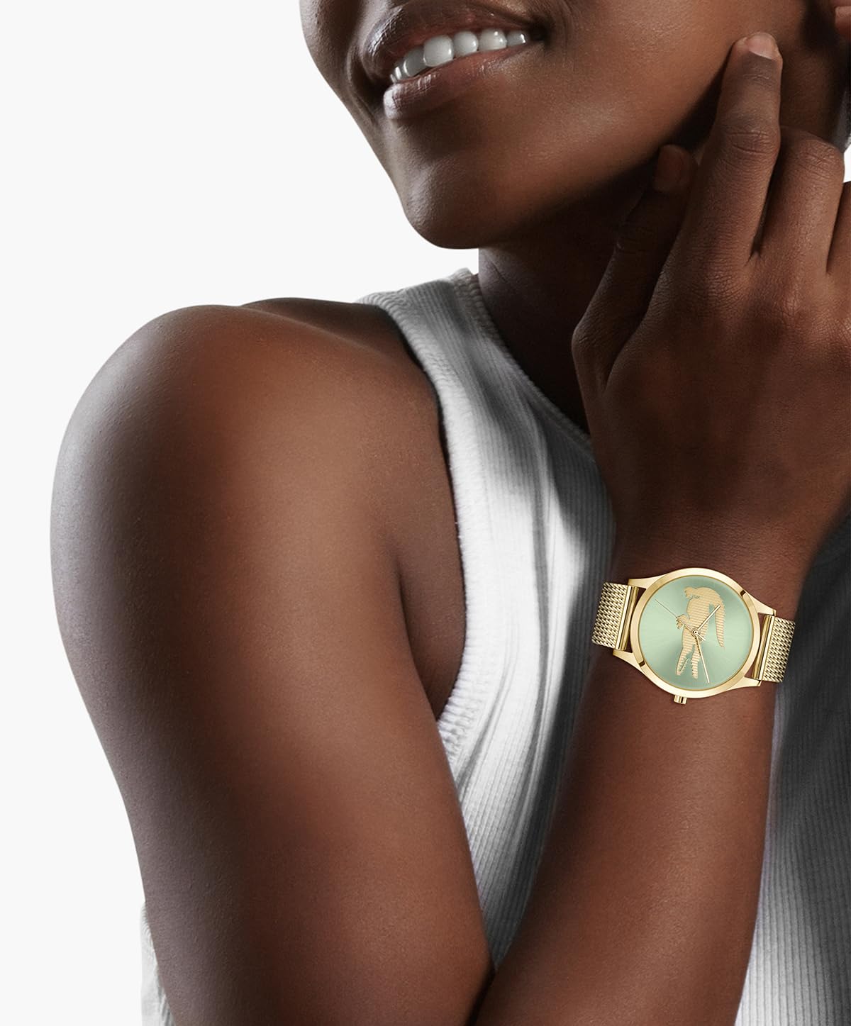 Lacoste Reloj con Movimiento de Cuarzo de Tres Manecillas para Mujer Colección CROCODELLE con Correa de Malla de Acero Inoxidable - 2001417, Green