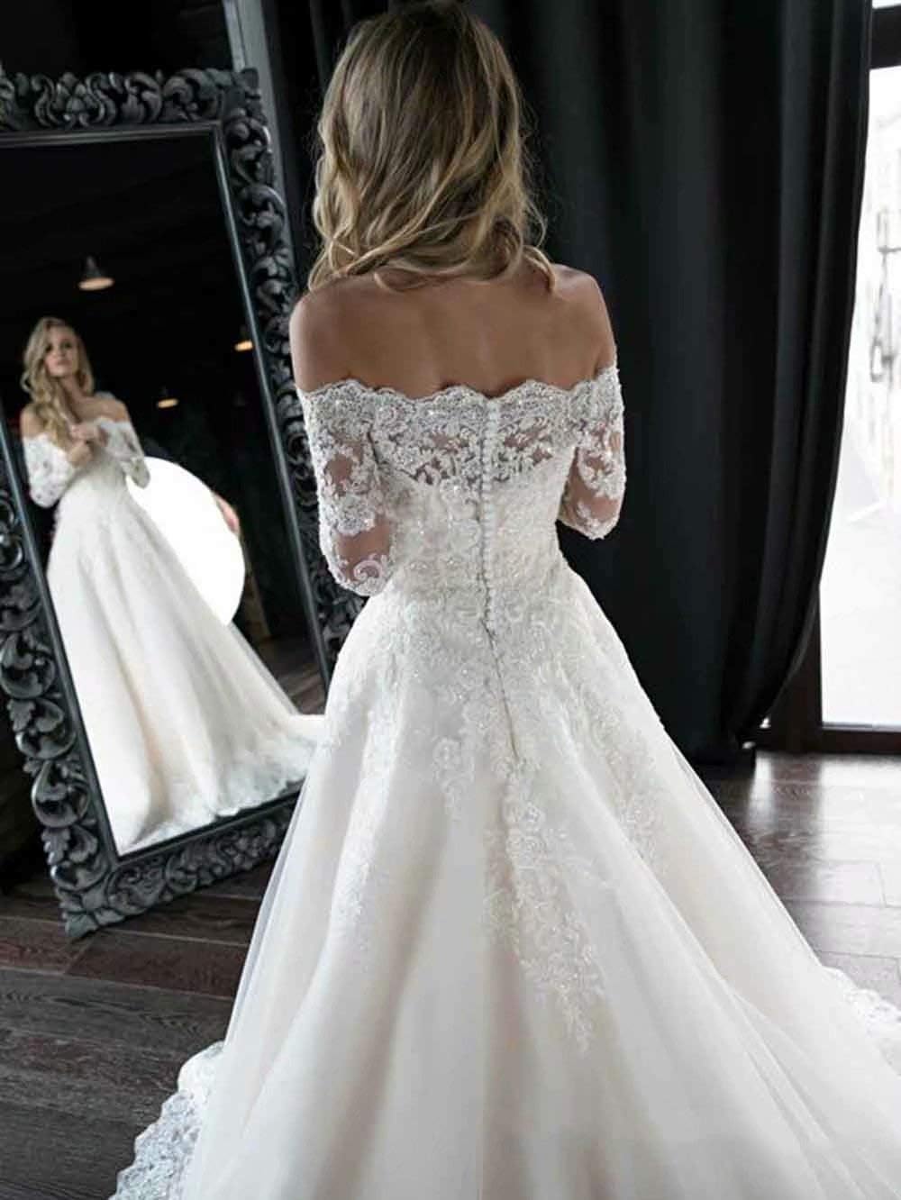 Lace Beaded Wedding Bridal Gowns 