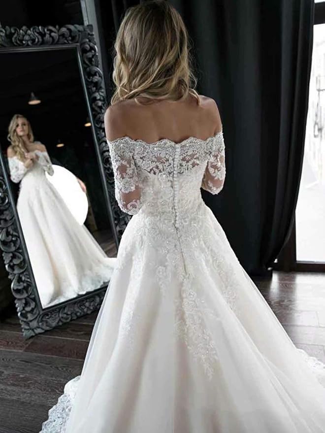 Lace Beaded Wedding Bridal Gowns 