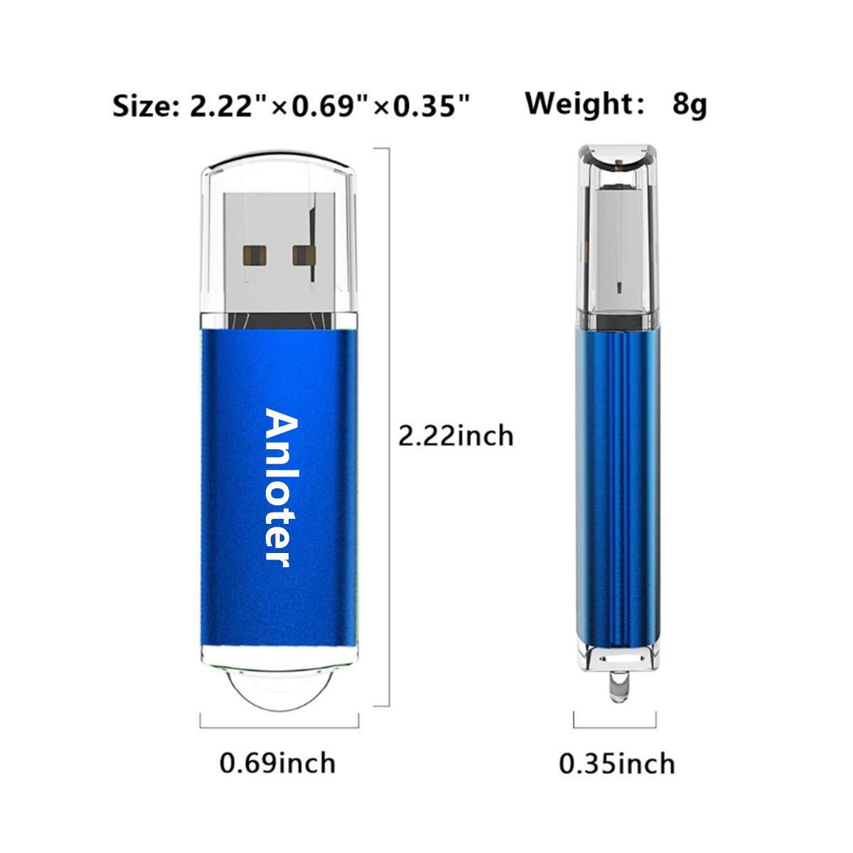 50pcs USB Flash Drive Memory Flash Stick Pen Drive Thumb Storage for Computer Laptop Mac Tablet Gift (512MB, Azul)