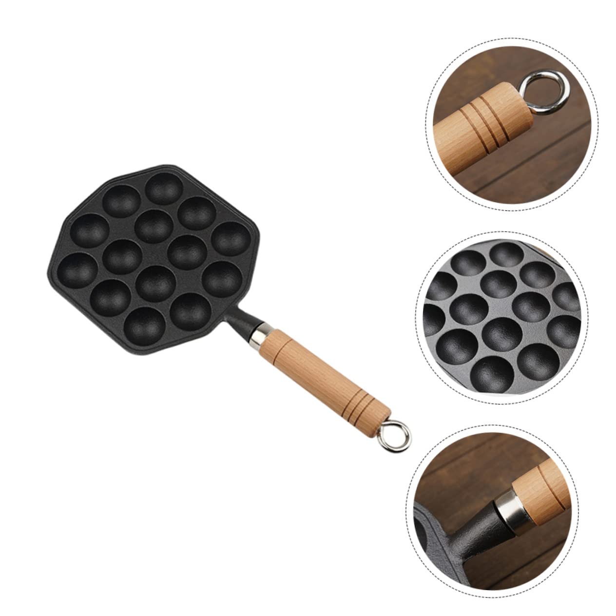 BESTonZON Padella in Ghisa Spessa per Lumache 14 Fori, Contorno Liscio e Fondo Antiusura, Pentola per Polpette da Cucina, Adatta per Uso Domestico