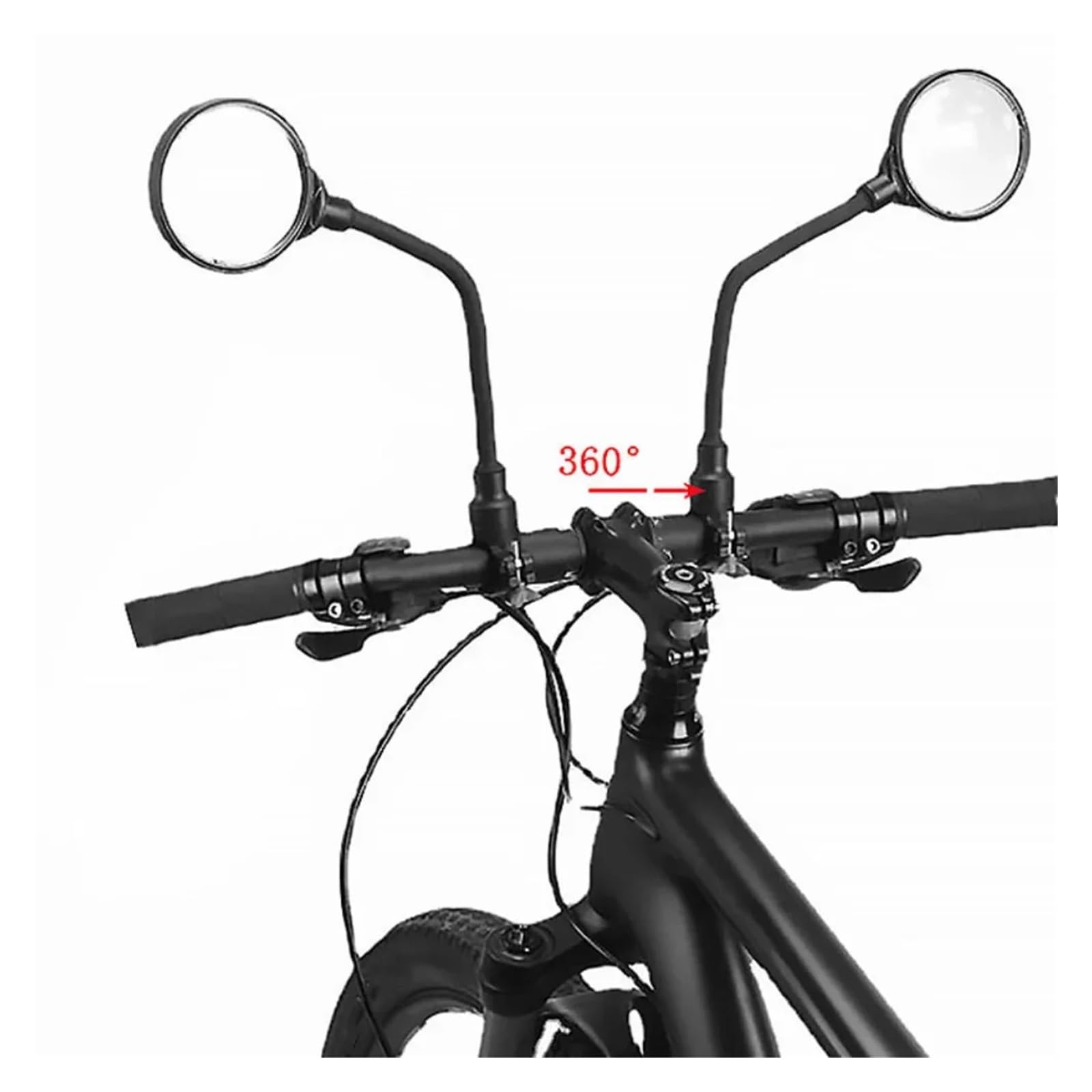 Lot De 2 Rétroviseurs Longs pour Guidon De Vélo, 360°, pour VTT, Route, Moto, Flexibles Et Réglables Miroir Latéral