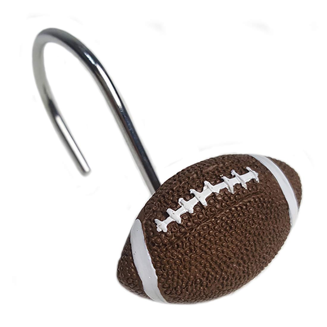 Faitove Football Shower Curtain Hooks Boys Bathroom Rod Decorative Rings - Set of 12