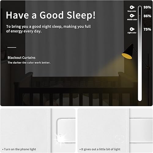 Miniatura 2 de Easy-Going - Cortinas opacas para dormitorio, aislamiento térmico sólido con ojales, cortinas de ventana para reducción de ruido, cortinas de