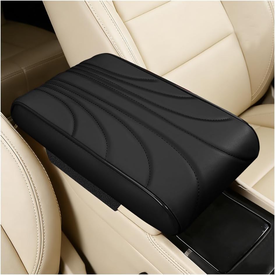 Car Center Console Cover, Memory Foam Anti-Scratch Comforable Relieve Fatigue Vehicle Armrest Storage Box Mat, Automotive Interior Arm Rest Protector Pad, Universal for Sedan RV Truck (Black) thumbnail