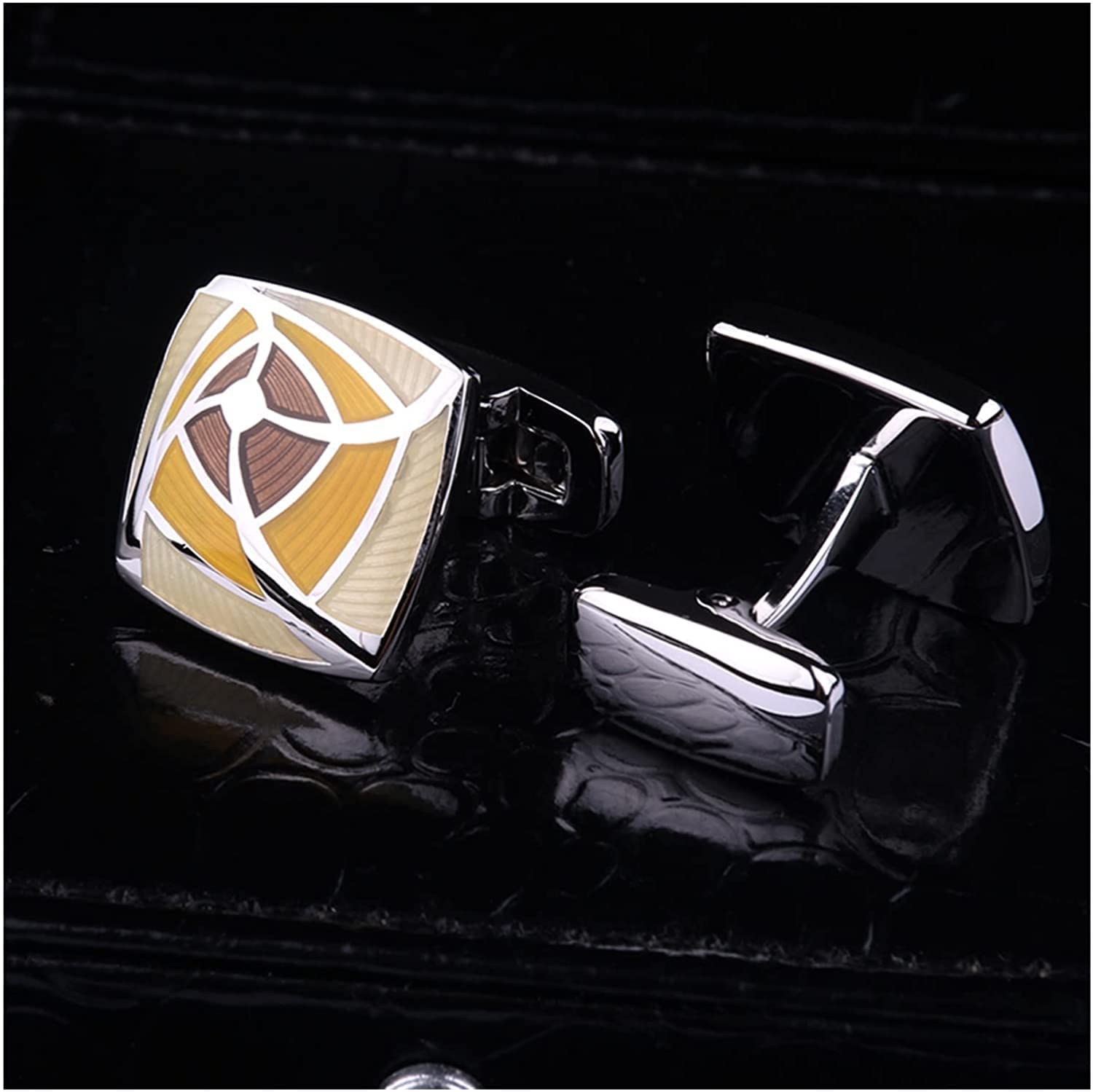 CCBUY Gemelli da uomo Polsino stile elegante Giallo chiaro Gemelli personalizzati Gemelli personalizzati in metallo squisito Accessorio regalo Camicia Uomo Gemelli unici abbigliamento accessori moda