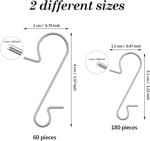 Miniatura 2 de Tatuo 240 ganchos para adornos navideños en forma de S, ganchos para adornos de árbol de Navidad con caja de almacenamiento para decoración del