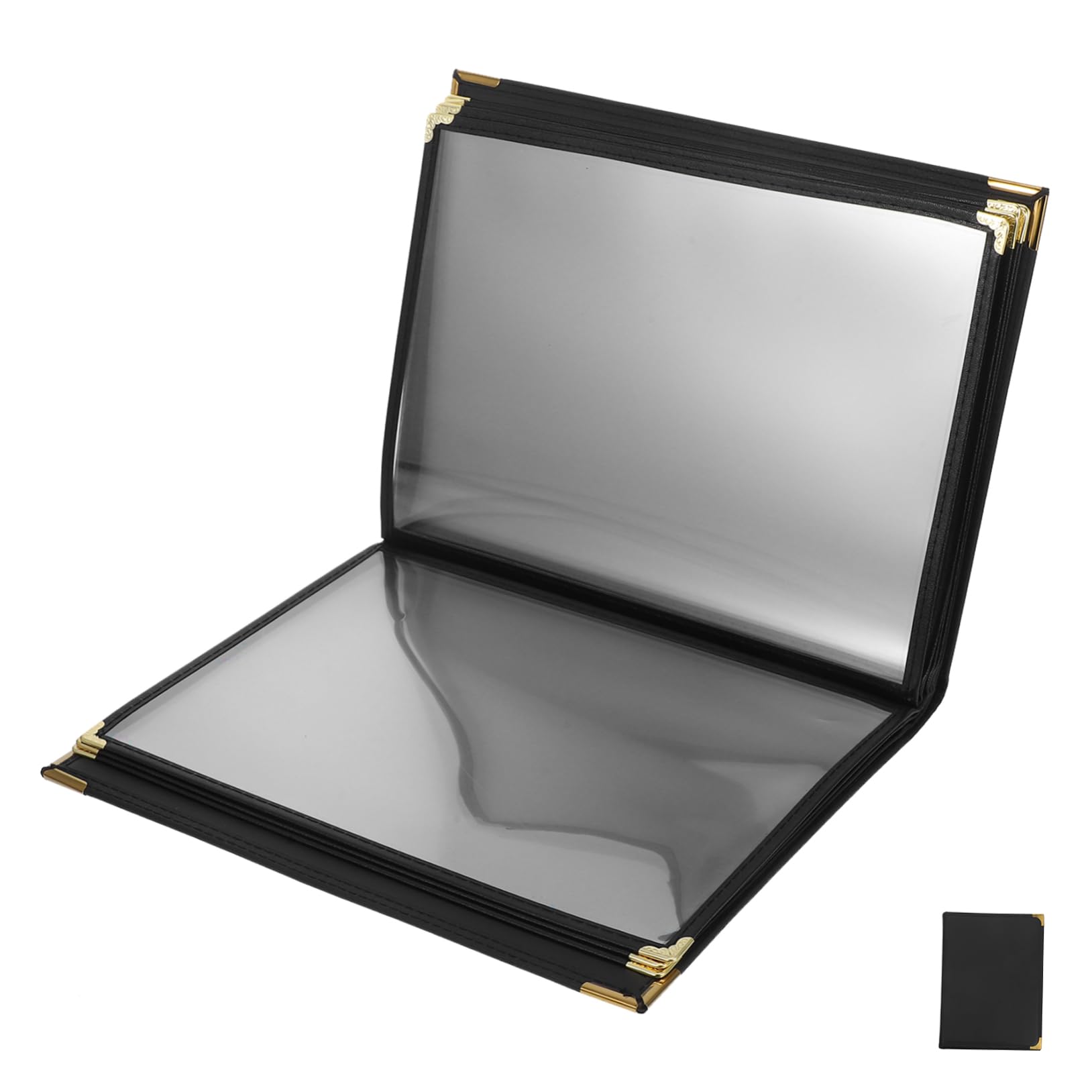 MUCKLILY Transparent Menu Covers Corners Recipe Card Holders for Restaurants Bars Cafes Stylish and Robust Menu Folders for Wine and Drink Lists